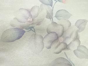 アンティーク　手描き椿模様名古屋帯